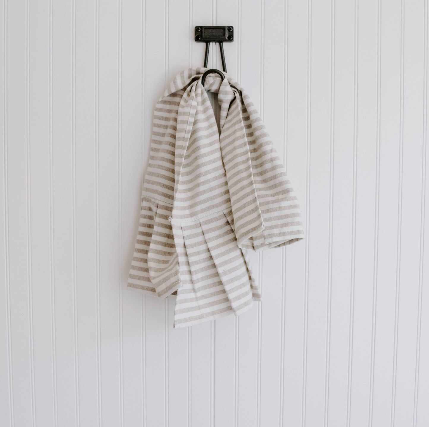 Striped Hand Towel with Ruffle, Tan