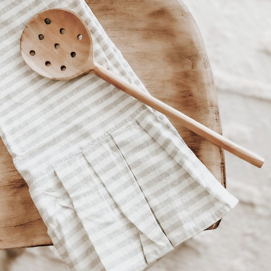 Striped Hand Towel with Ruffle, Tan