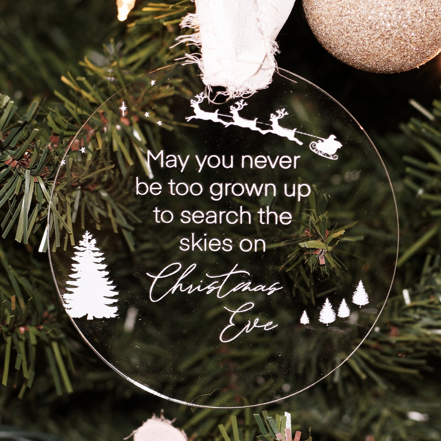 Search the skies on Christmas Eve clear acrylic Christmas ornament